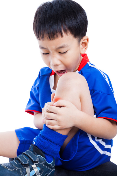 Gyermek shin egy zúzódás és fájdalmas - Fotó, kép