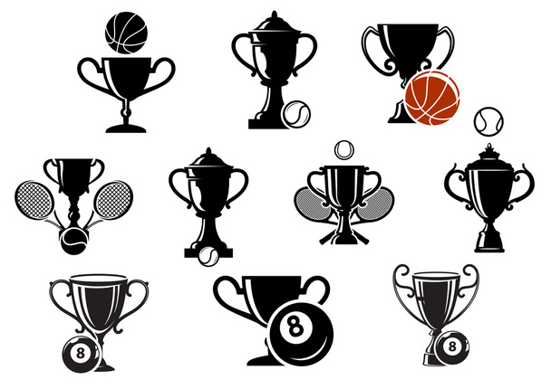 Geïsoleerde sportieve trofee pictogrammen instellen - Vector, afbeelding