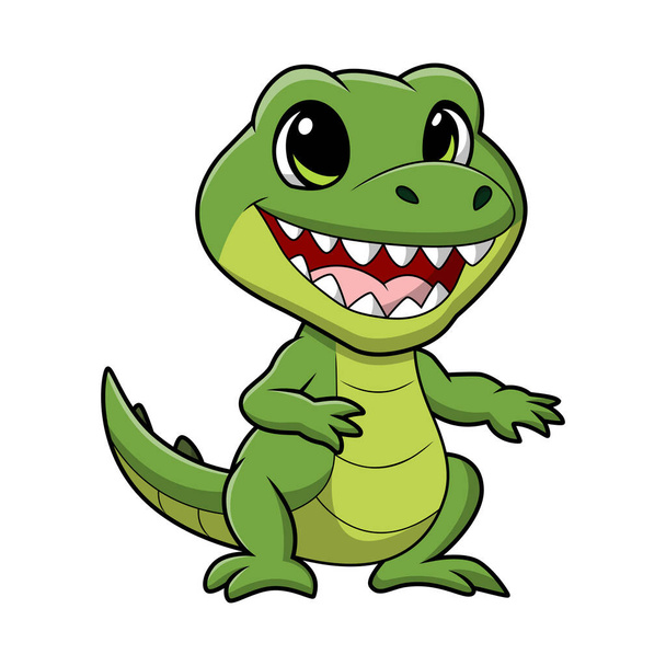 Wektor Ilustracja Cute krokodyl kreskówki na białym tle - Wektor, obraz