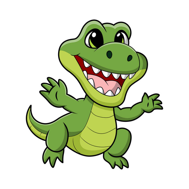 Vektor Illusztráció aranyos krokodil rajzfilm fehér háttér - Vektor, kép