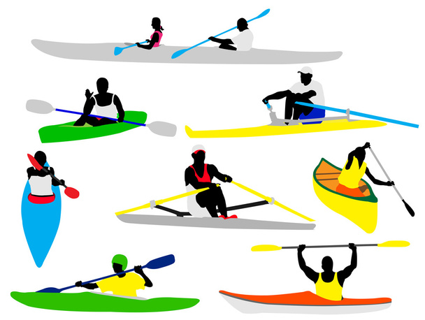 Canoe and kayak rowers - Vector, Image