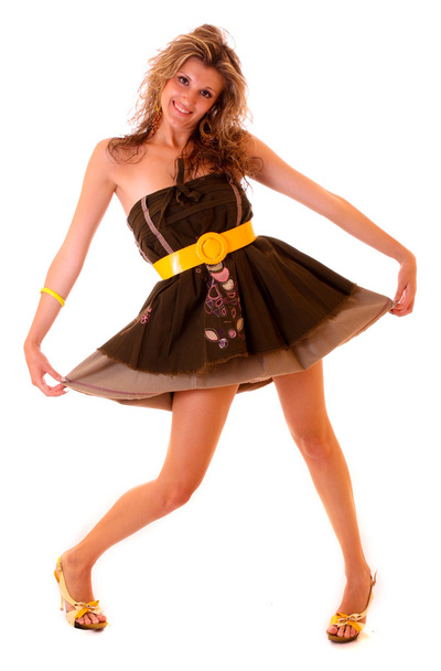 Happy young girl in funny dress - Foto, Imagen