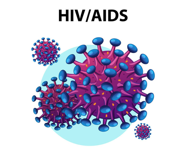 Szczegółowy widok wirusa HIV / AIDS za pomocą mikroskopu - Wektor, obraz