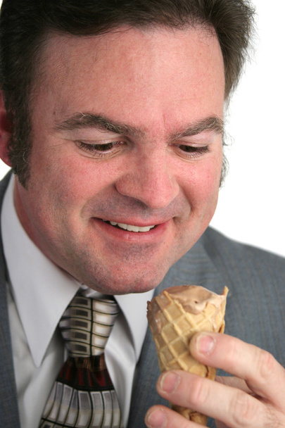 Businessman Loves Ice Cream - Fotoğraf, Görsel