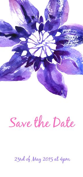Vector background with watercolor clematis for wedding invitation - Wektor, obraz