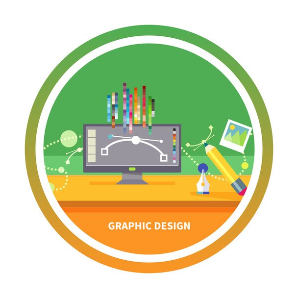 Grafikdesign und Design-Tools-Konzept - Vektor, Bild