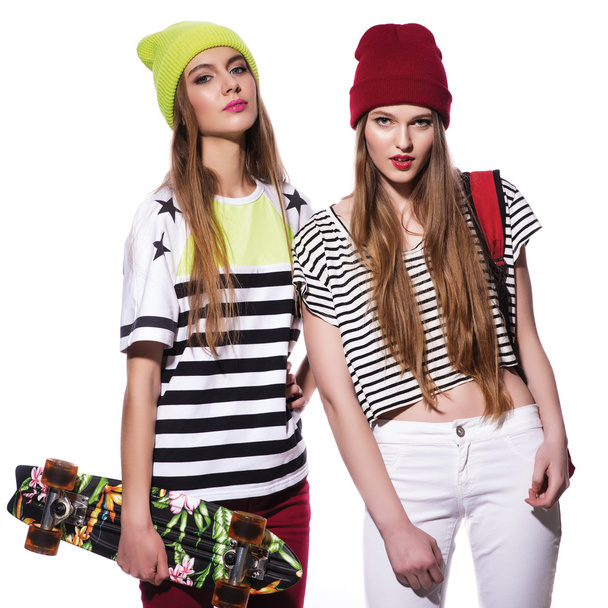 Two young stylish girlfriends - Photo, Image