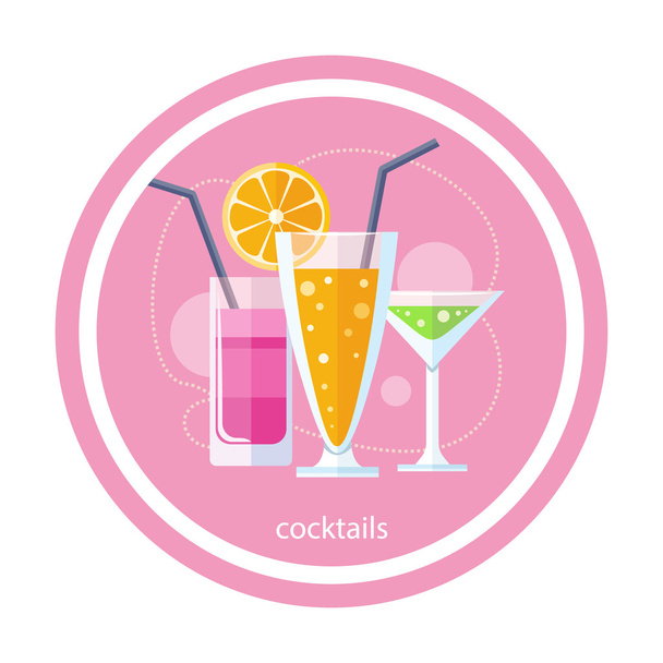 Set of alcoholic cocktails - Vector, Imagen