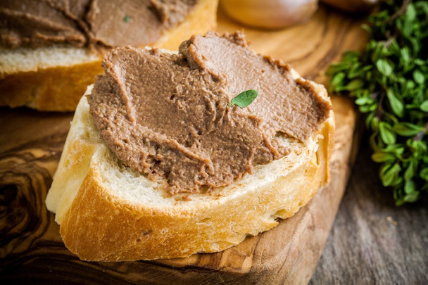 sandwiches with homemade chicken liver pate closeup - Photo, Image