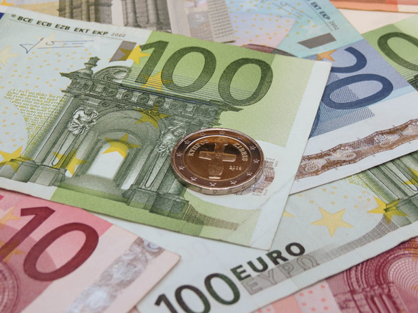 Euro (Eur) bankovky a mince z Kypru - Fotografie, Obrázek