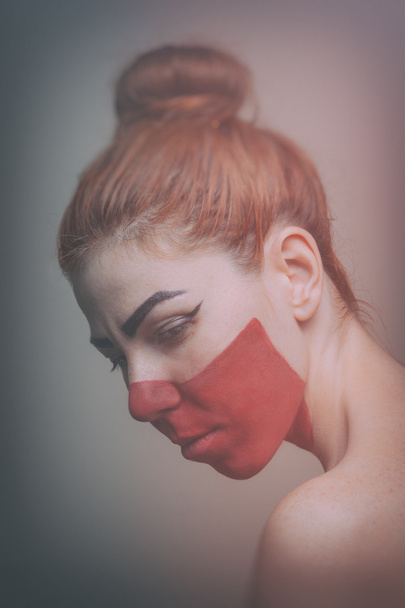 Red painted woman - Photo, Image
