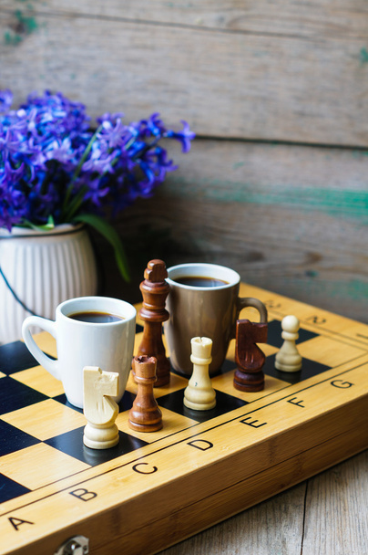satranç ve kahve - Fotoğraf, Görsel