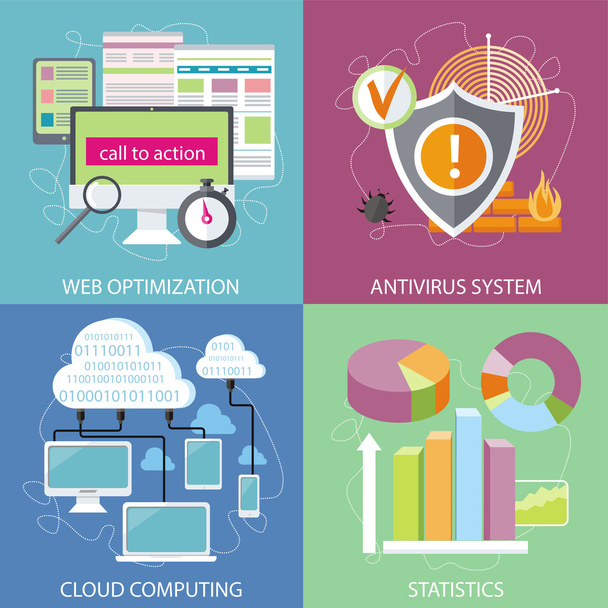 Antivirus system, cloud computing, statistics - Vector, Image