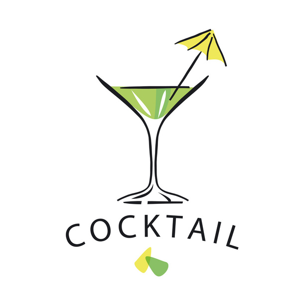 vector logo cocktail glass with umbrella - Vector, imagen