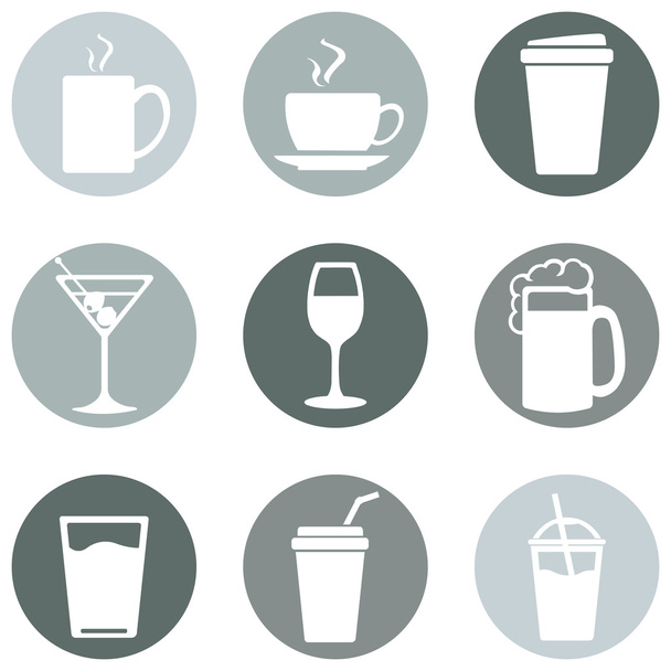 Set of Drinks Icons - Vector, Image