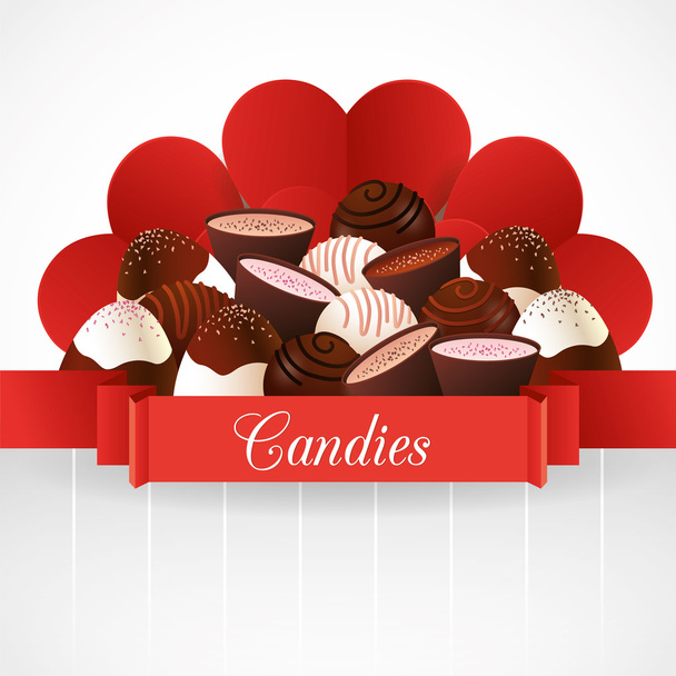 Assorted chocolate candies design - Vector, Image