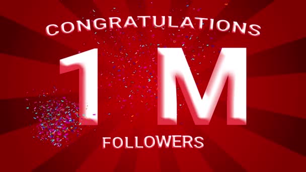 celebration of 1000000 followers subscriber thank you congratulations animation celebration of 1000 followers 10000 100000 10m 1m - Footage, Video
