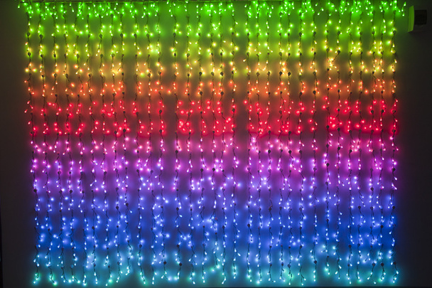 Rainbow of christmas lights as a background - Photo, Image