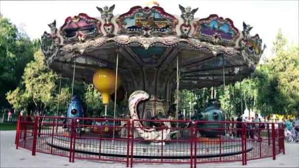 The amusement park carousel. - Footage, Video