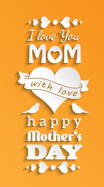 mothers day card, white text on yellow background - Vektor, kép