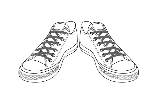 Drawing of sports shoes. youth easy footwear - Wektor, obraz