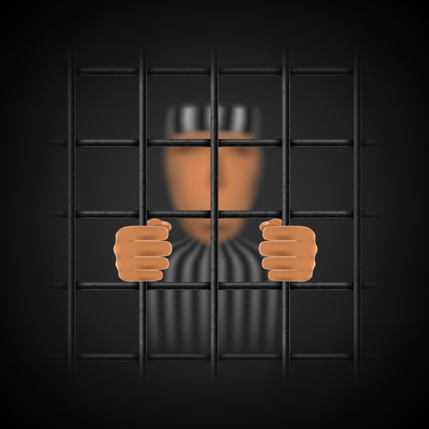 Egy elítélt személy mögött egy börtöncellában. - Vektor, kép