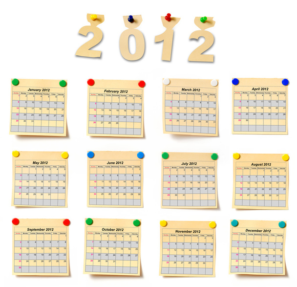 Calendar on set note 2012 - Foto, immagini