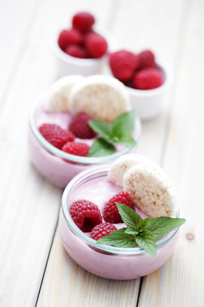 Raspberry yogurt - Photo, image