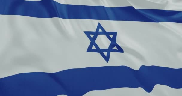Drapeau d'Israël agitant le gros plan 3d. Le drapeau du peuple juif. Guerre et paix en Israël. Boucle sans couture animation drapeau israélien 4k - Séquence, vidéo