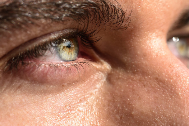 Macro shot of man 's eye
  - Фото, изображение