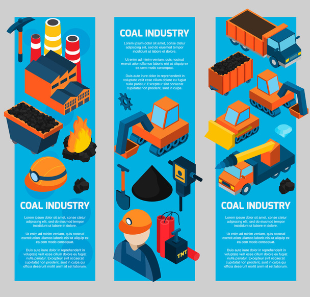 Coal Industry Isometric Banners - Vector, Image