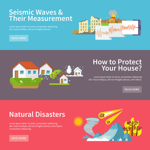 Natural Disaster Banners - Vector, Image