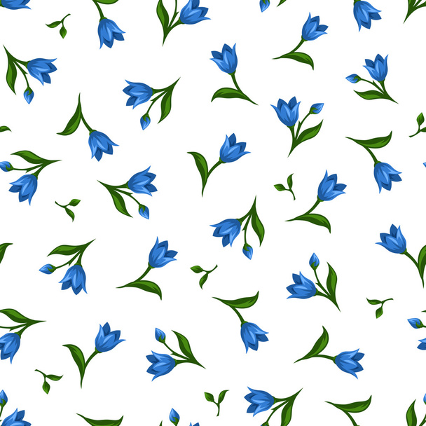 Seamless pattern with blue flowers. Vector illustration. - Vektor, kép