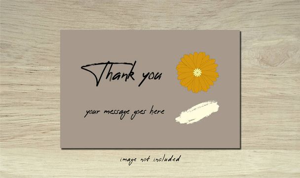 Obrigado modelo de cartão com escova e flor margarida Gerbera botânica. Design boho minimalista moderno. - Vetor, Imagem