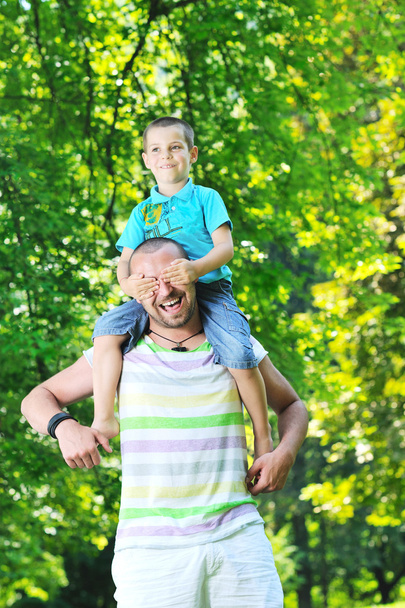 Happy father and son have fun at park - Foto, Imagem