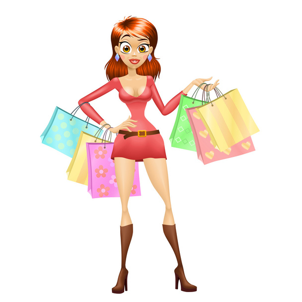 Shopping girl - Vektor, Bild