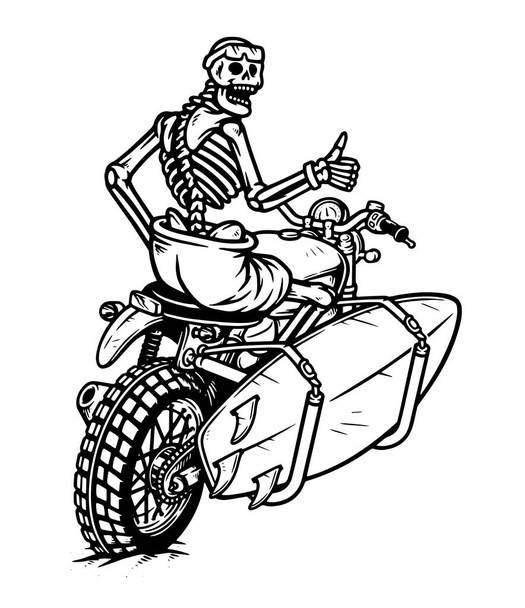 koponya lovaglás egy motorkerékpár vonal illusztráció - Vektor, kép