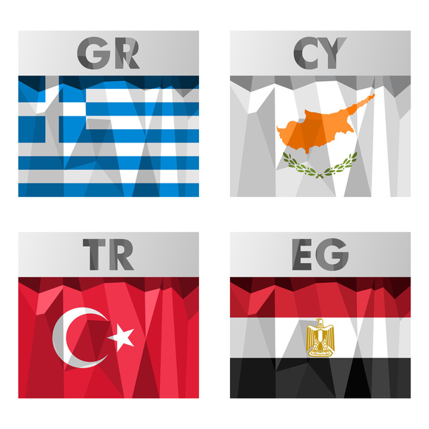flags in polygonal style - Vector, Image