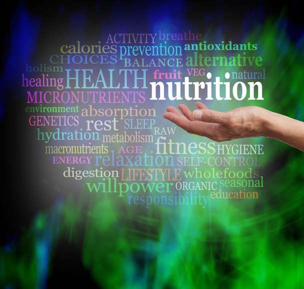 nutrición y salud palabra nube
 - Foto, Imagen