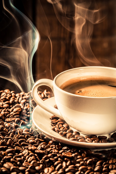 Fragrance cup of coffee with roasted grains - Zdjęcie, obraz