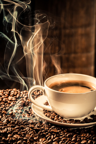 Taste cup of coffee with roasted seeds - Fotografie, Obrázek