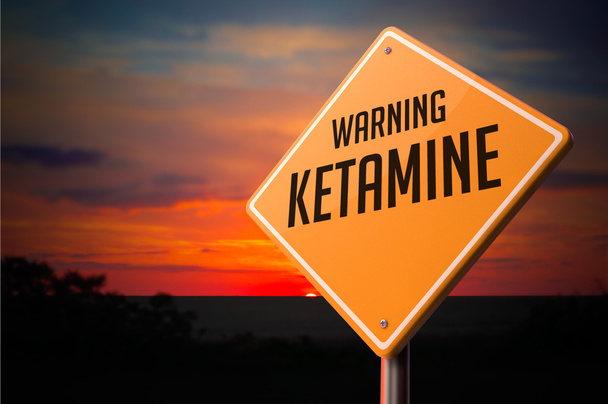 Ketamine on Warning Road Sign. - Photo, Image