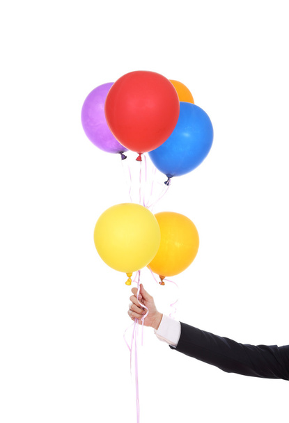 business hand with colorful balloons  - Fotoğraf, Görsel