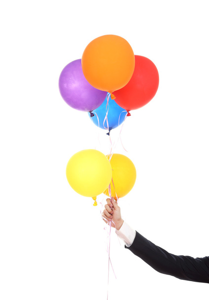 business hand with colorful balloons  - Zdjęcie, obraz