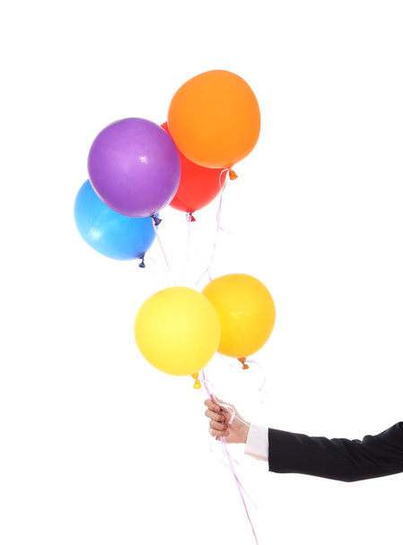business hand with colorful balloons  - Fotoğraf, Görsel