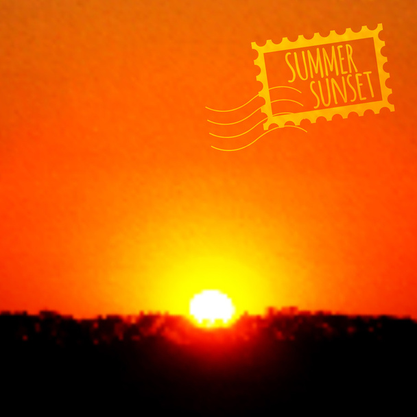 Літній захід сонця реалістичний векторний фон
 - Вектор, зображення