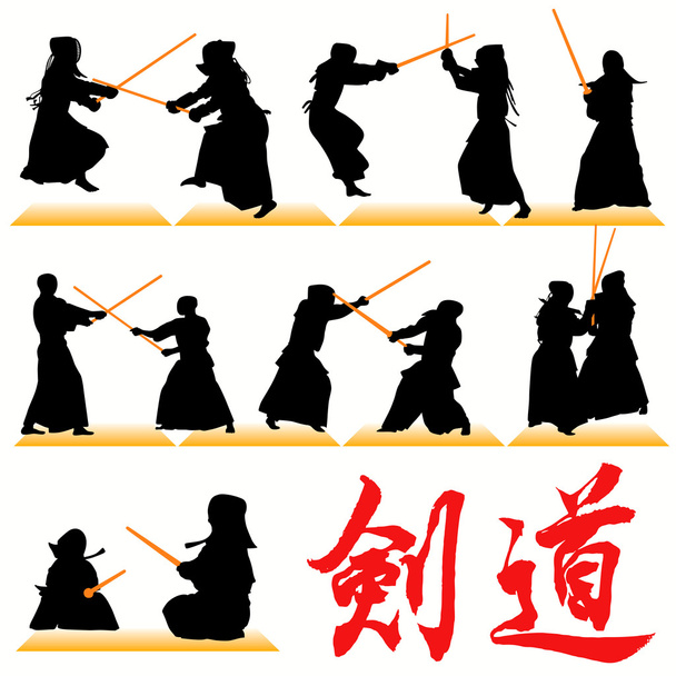 Kendo-Silhouetten gesetzt - Vektor, Bild