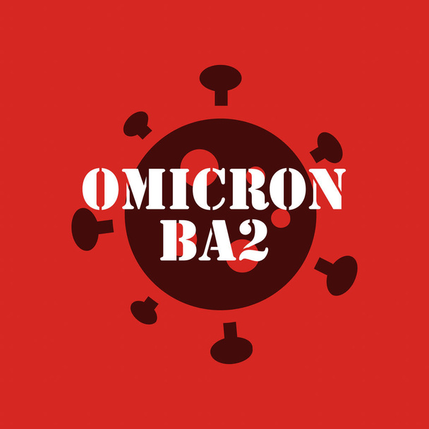 Illustration virus icon with the word OMICRON BA2. - Photo, Image