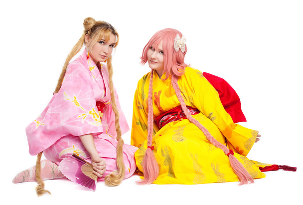 Portrait of beauty girls in kimono cosplay costume - Foto, Imagem