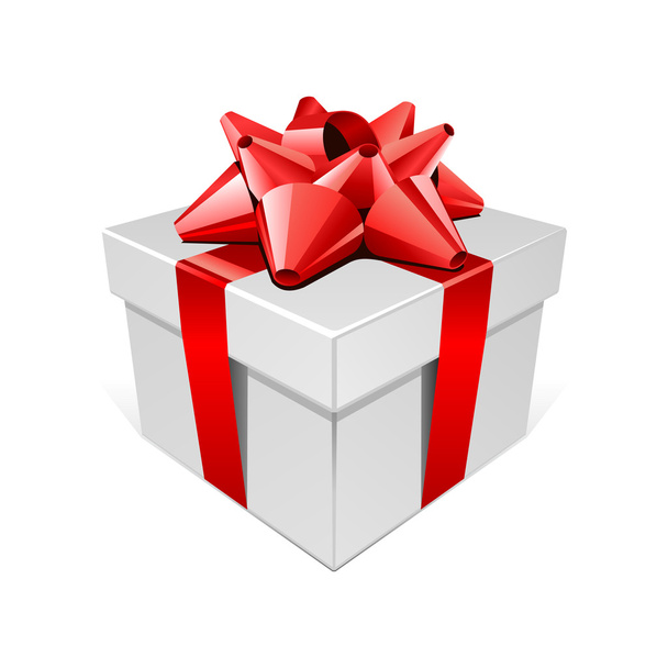White gift with red bow - Vecteur, image
